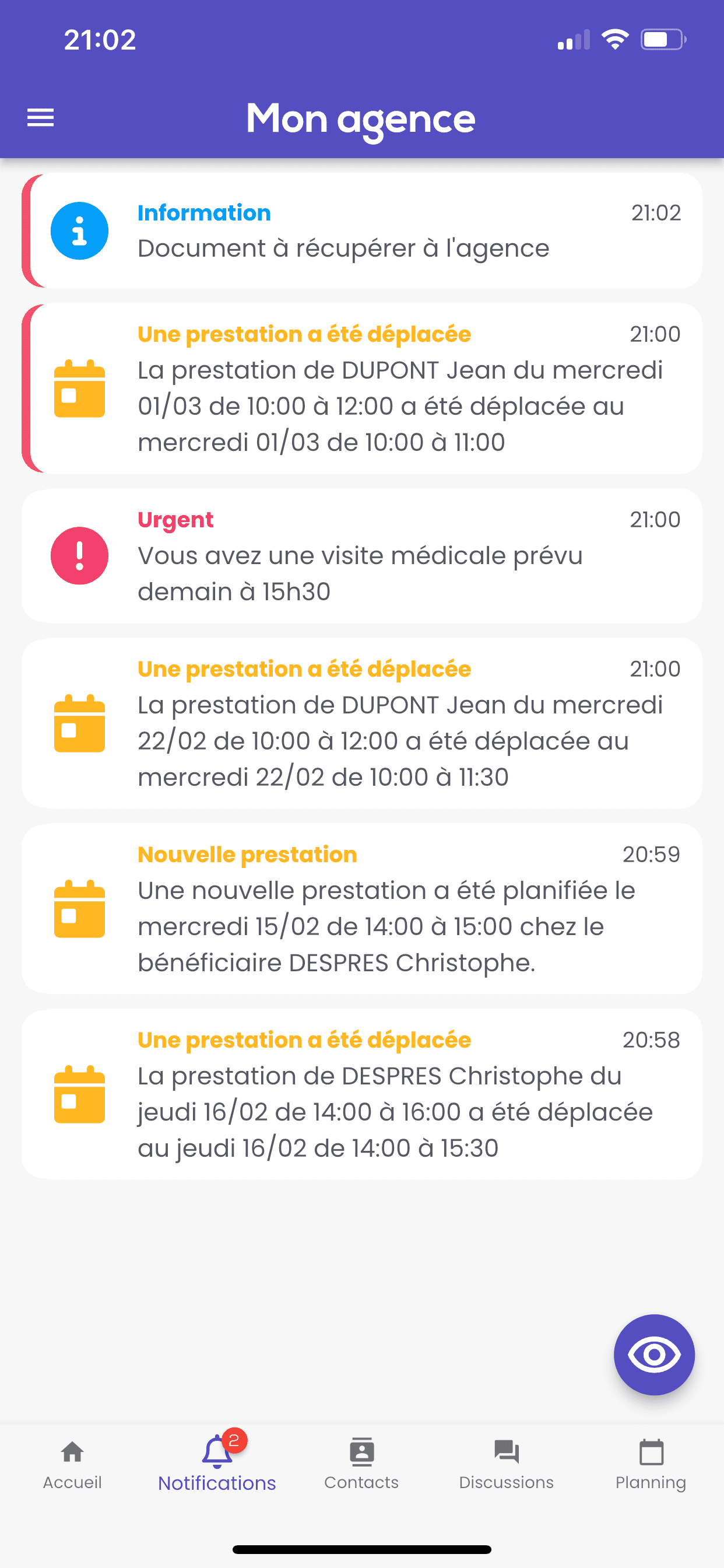 Notifications mobile