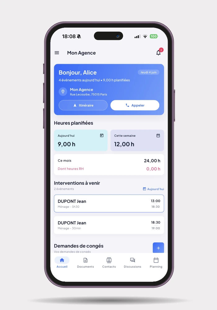 Accueil application mobile Wandle