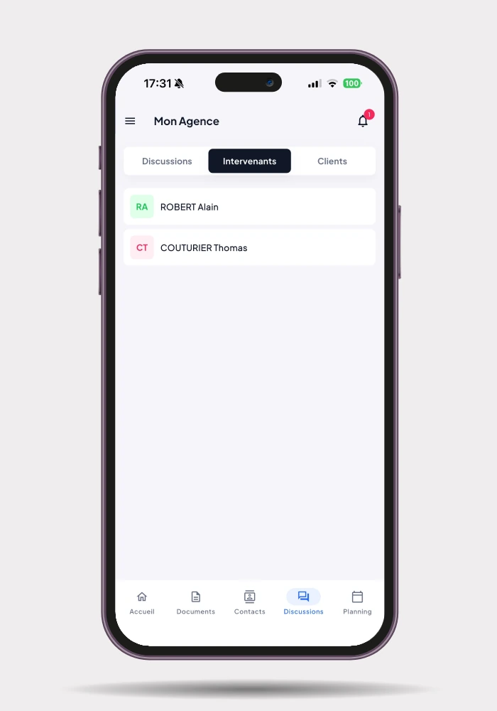 dicussions application mobile