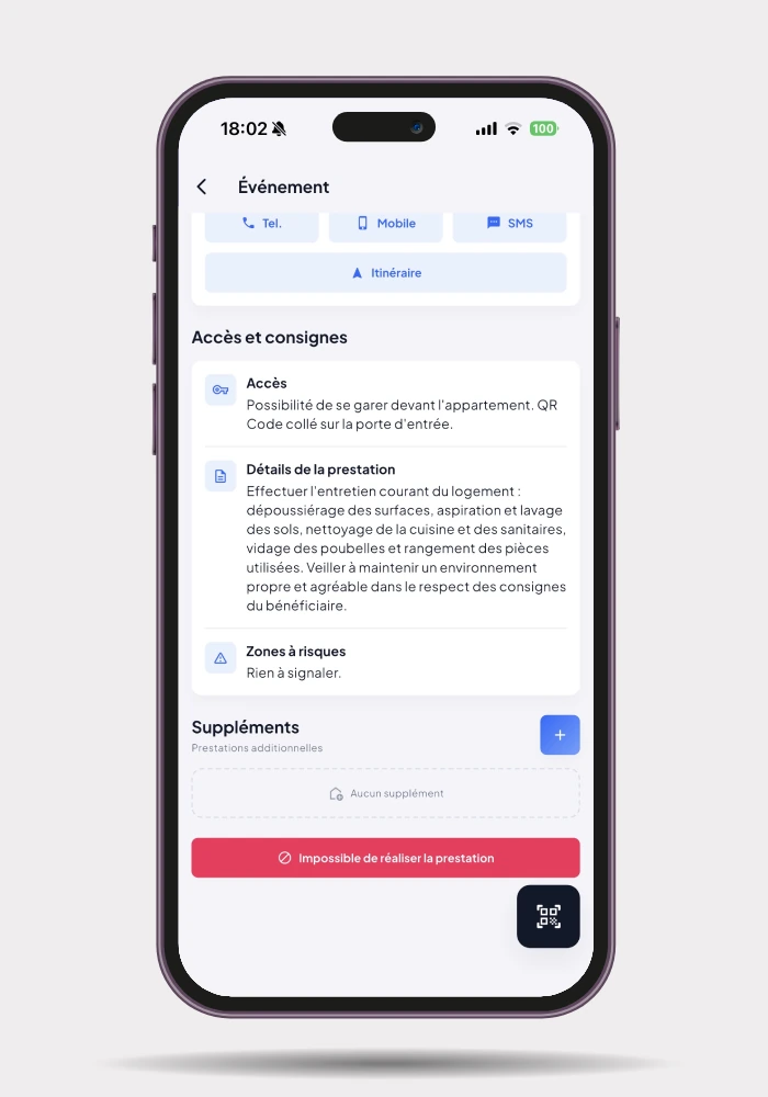 consignes fiche prestation application mobile