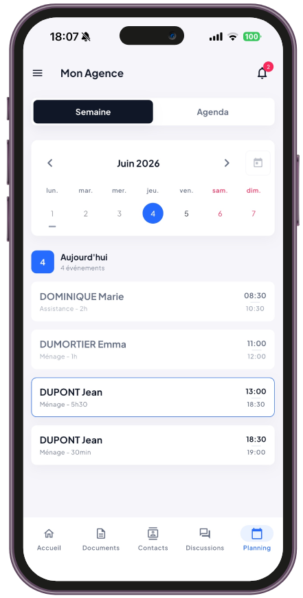 Application mobile Wandle - Planning